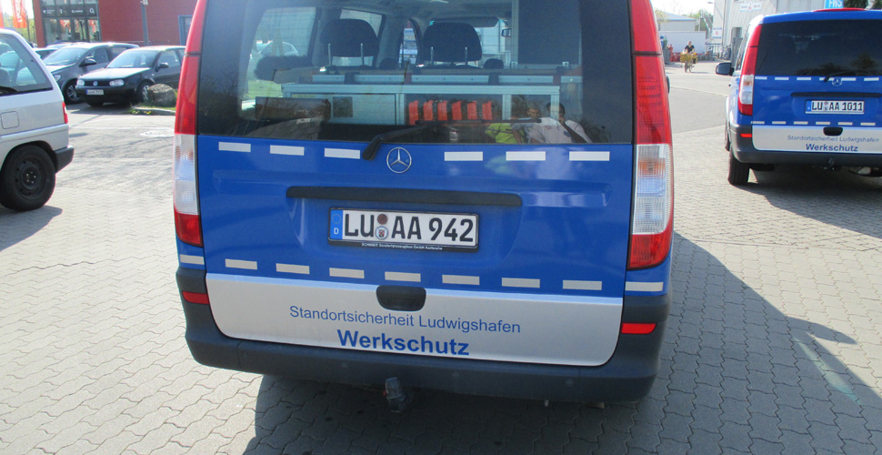 Fahrzeugbeschriftung BASF Werkschutz